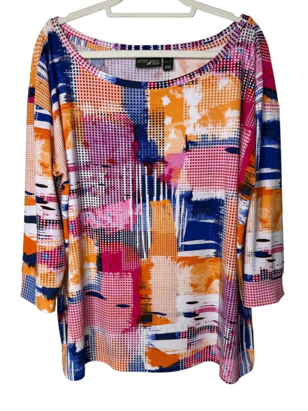 Attitudes by Renee XL Multicolor Abstract Print Tunic Top